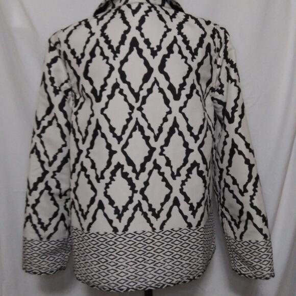Reversible Graphic Tribal Print Blazer Button Front Jacket Boxy Fit Button Down - Picture 3 of 10